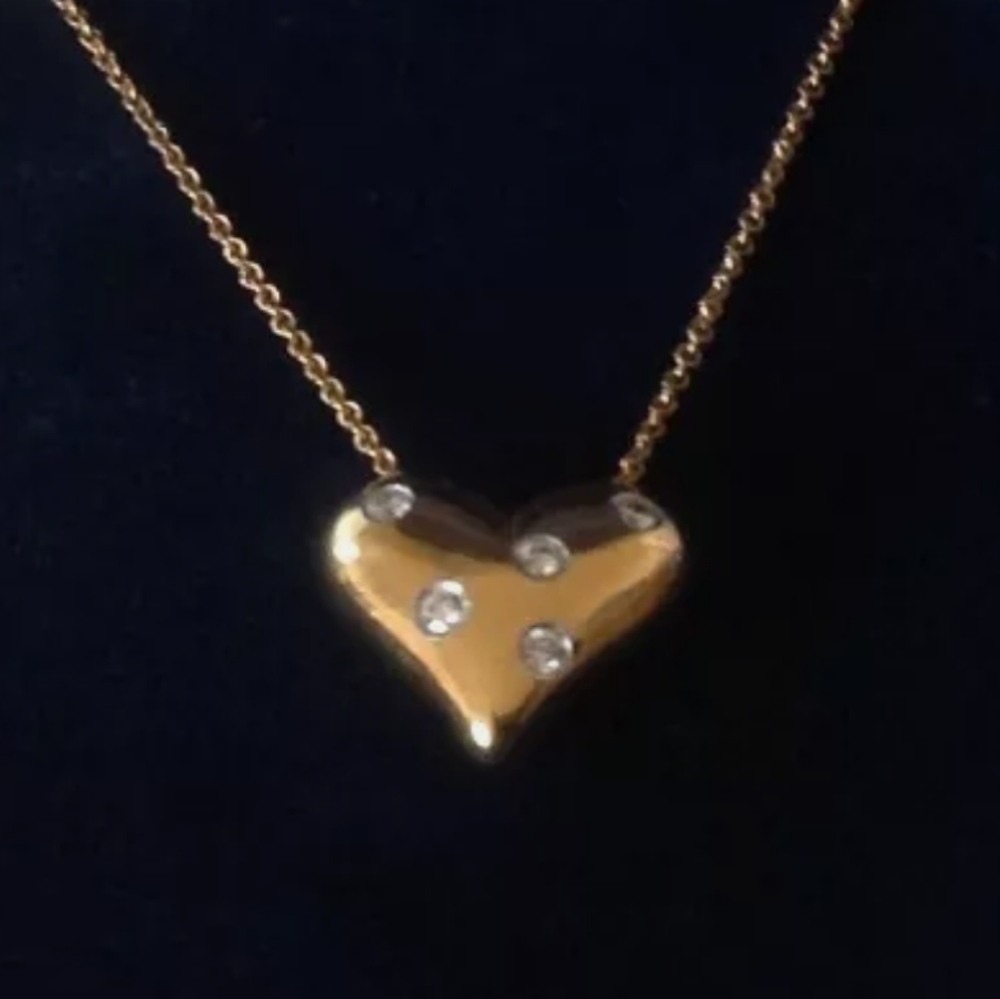 Tiffany & Co Diamond 18K/PT 950Gold Heart Necklace - Picture 2 of 5